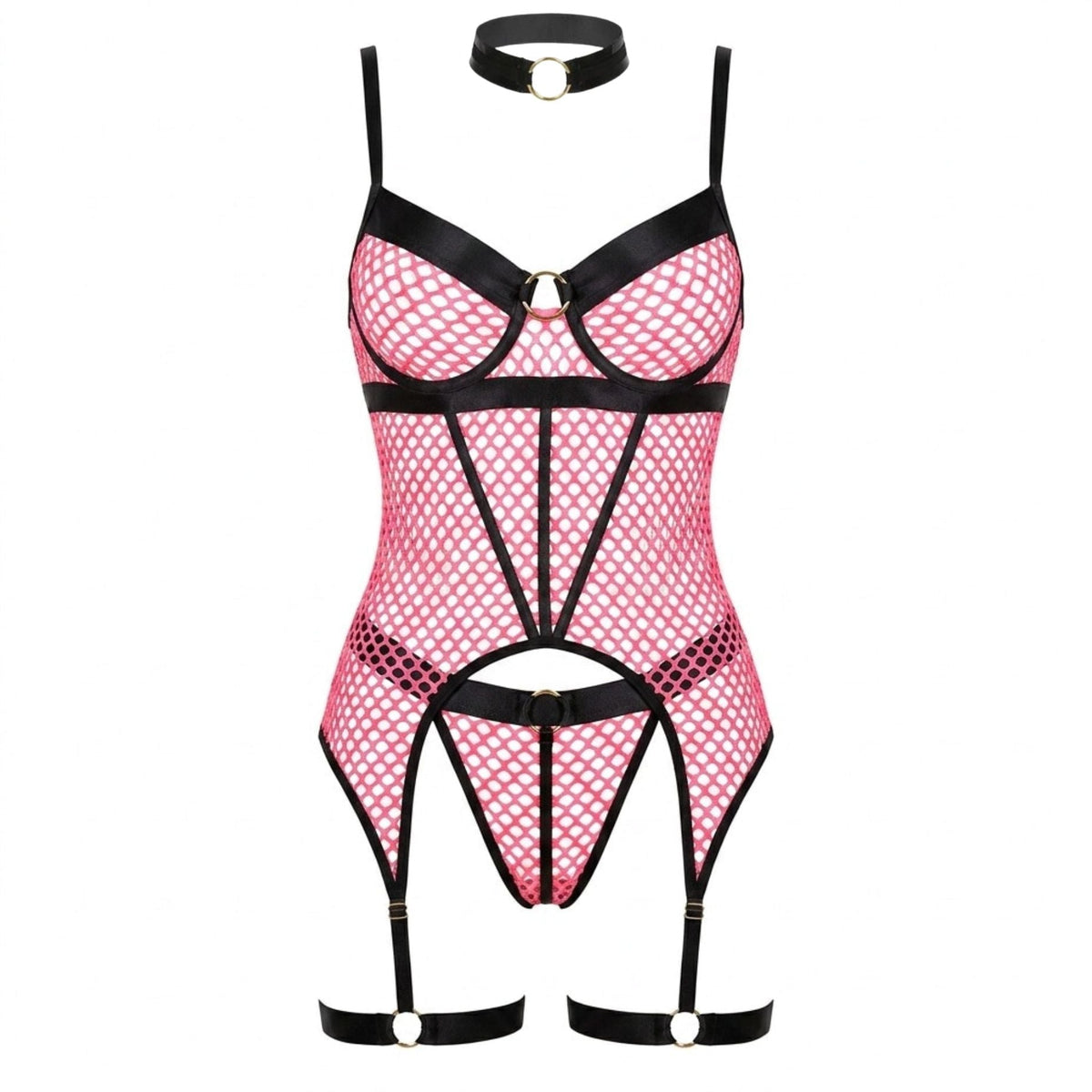 Fishnet Bodysuit With Garter Straps