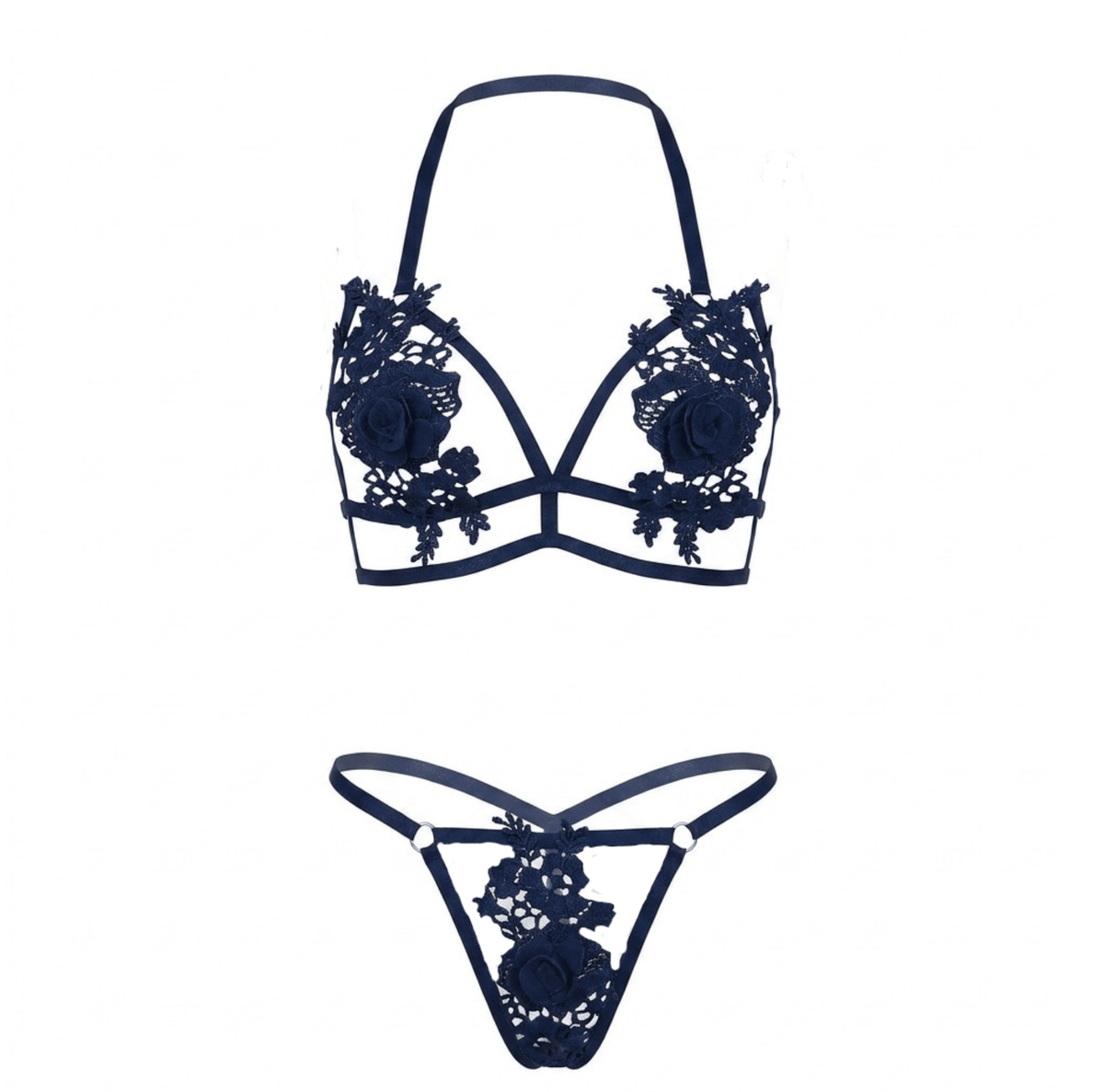 Floral Applique Lace Lingerie Set
