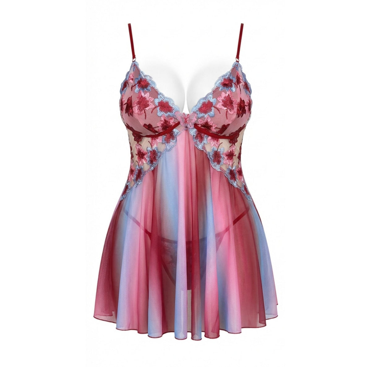 Floral Embroidered Butterfly Plus Size Babydoll