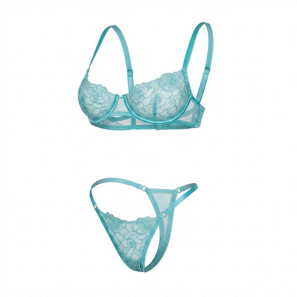Floral Lace Balconette Bra and Thong Set