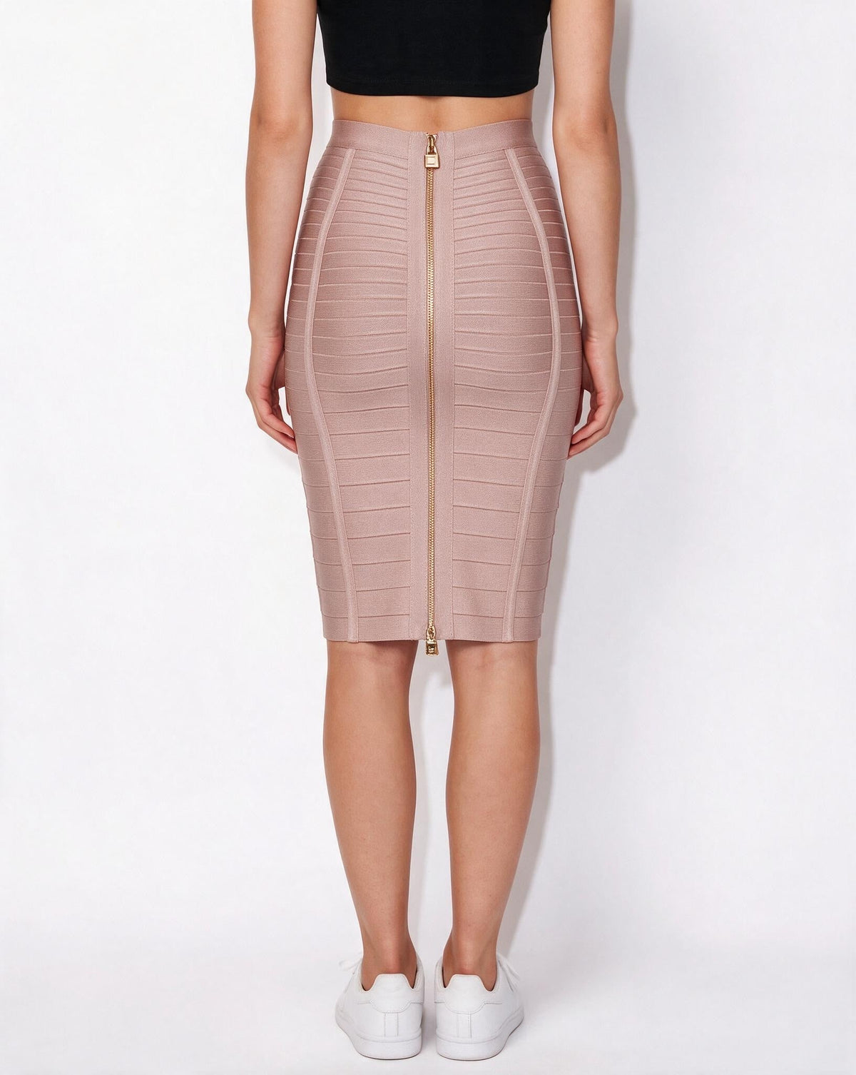 High-Waisted Panelled Knit Pencil Skirt