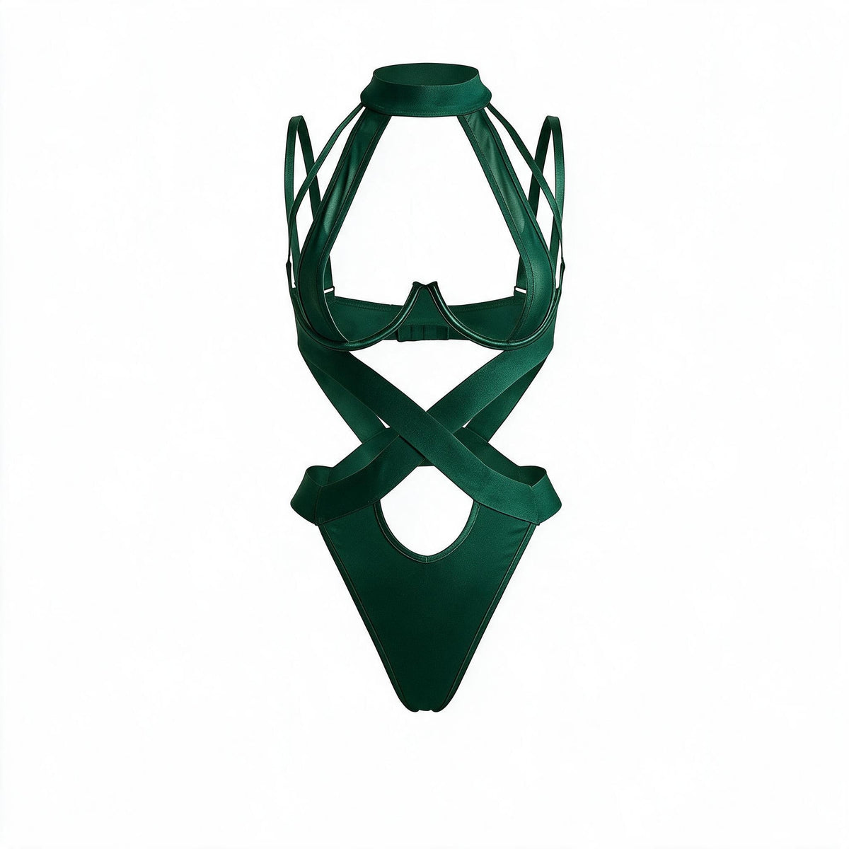 Strappy Halter Teddy With Cutout Panels