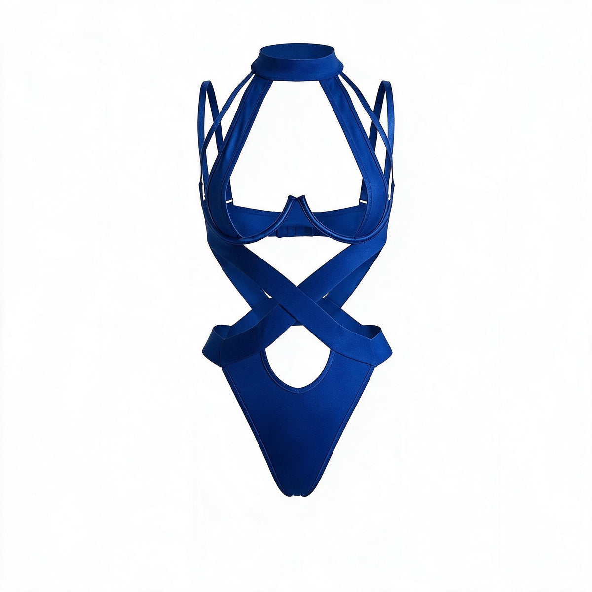Strappy Halter Teddy With Cutout Panels