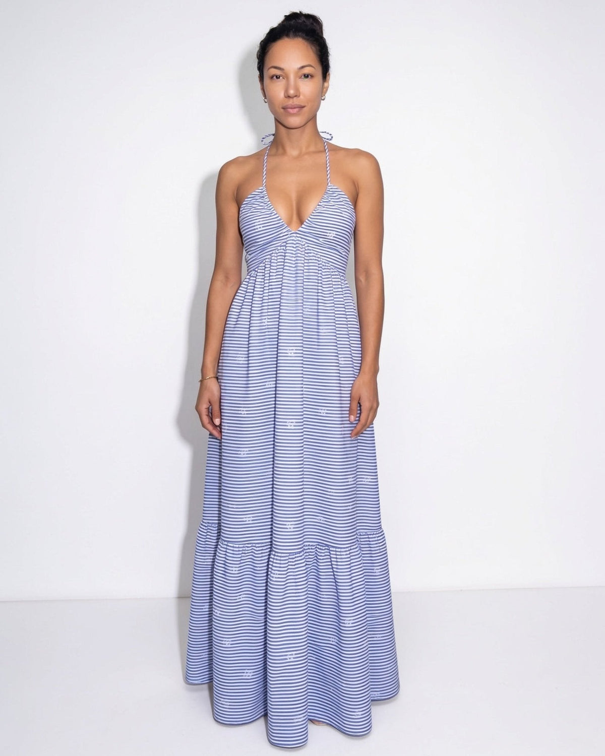 Halter Draped Grecian Maxi Dress