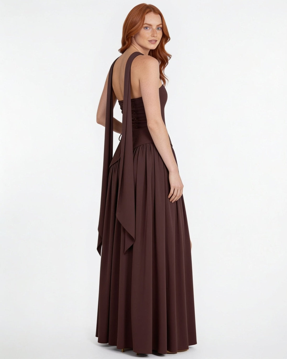 Halter Scarf Asymmetric Maxi Dress