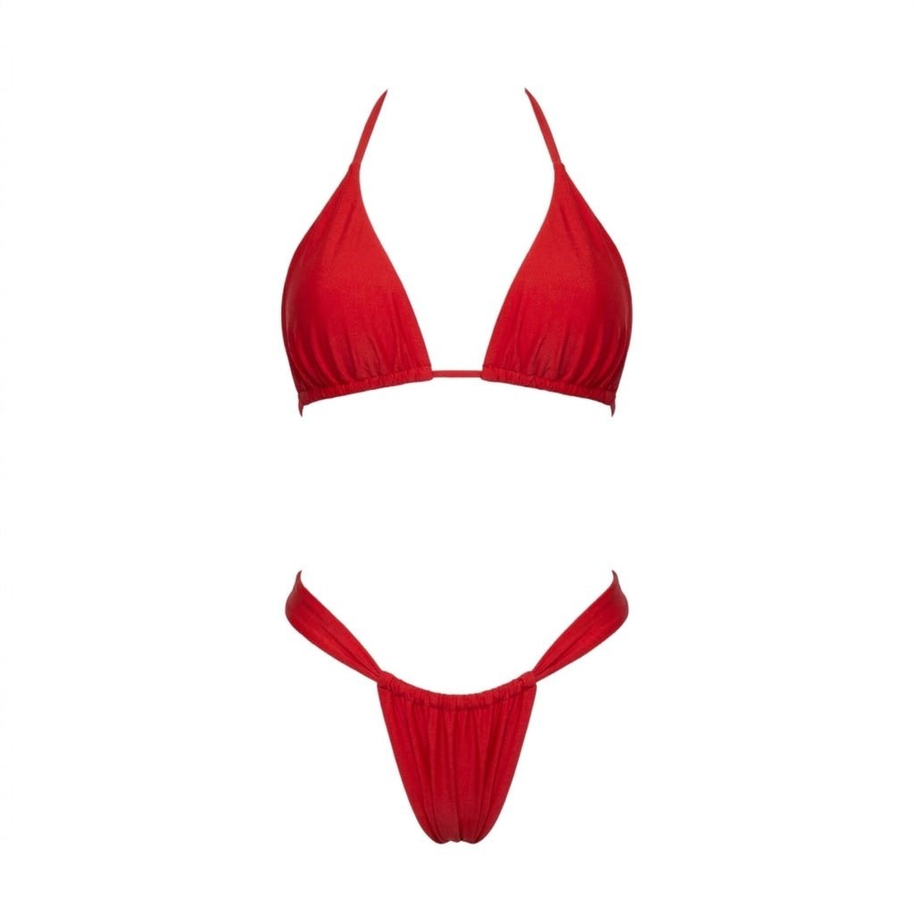 Halter Triangle Ruched Bikini Set
