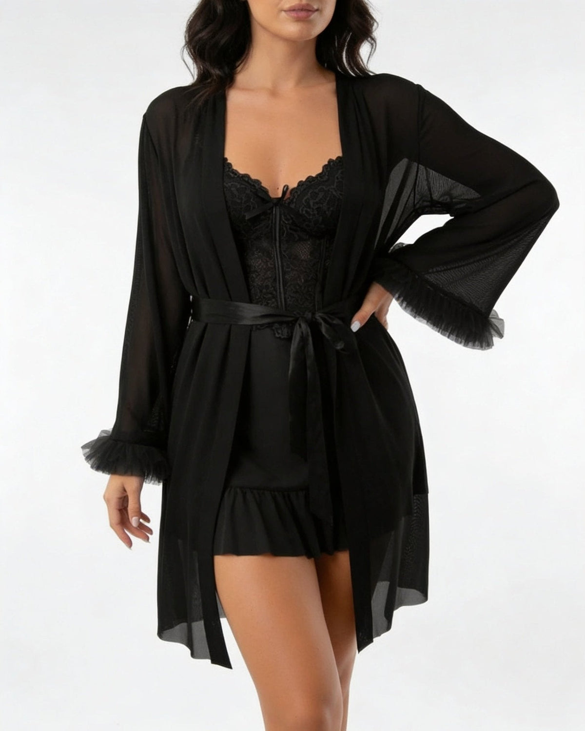 Lace Chemise and Robe Set