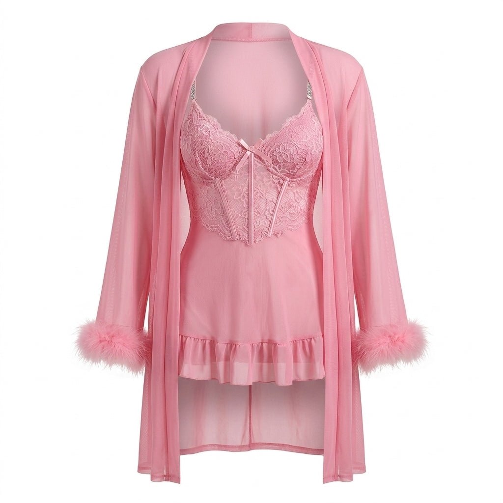 Lace Chemise and Robe Set