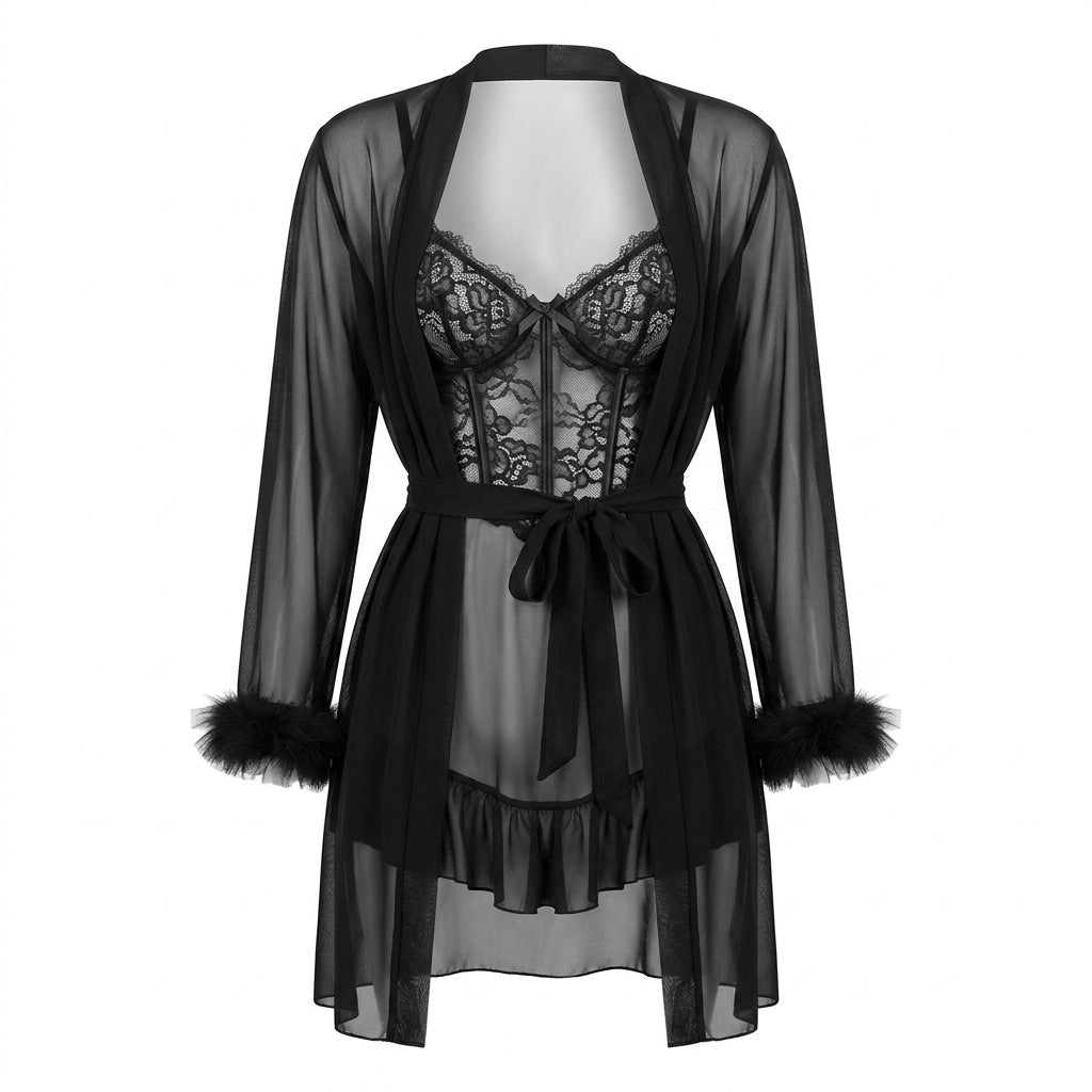 Lace Chemise and Robe Set