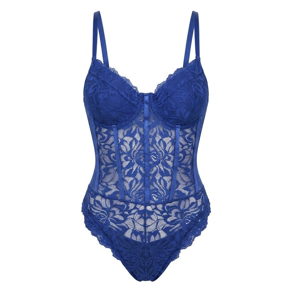 Lace Corset Bodysuit With Underwired Cups