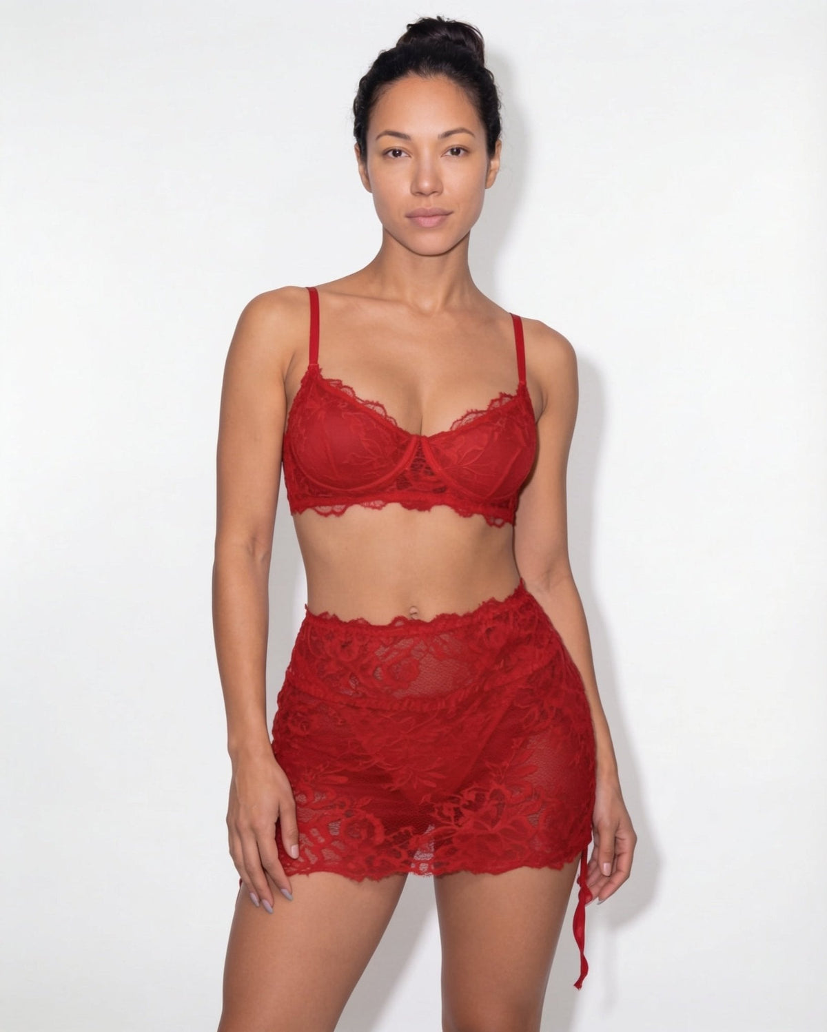 Lace Skirt Four Piece Lingerie Set