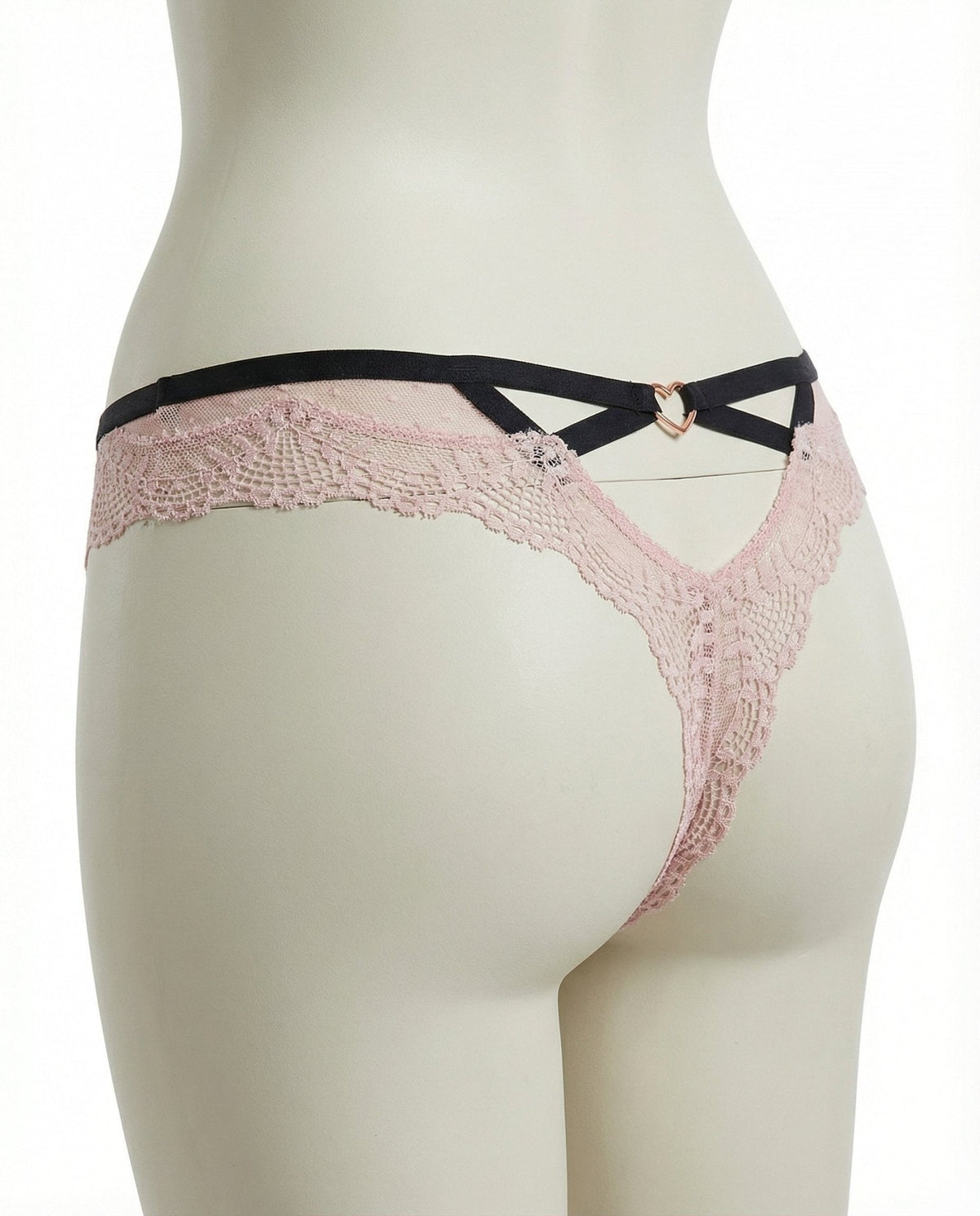 Lace Trim Brazilian Brief With Strappy Back