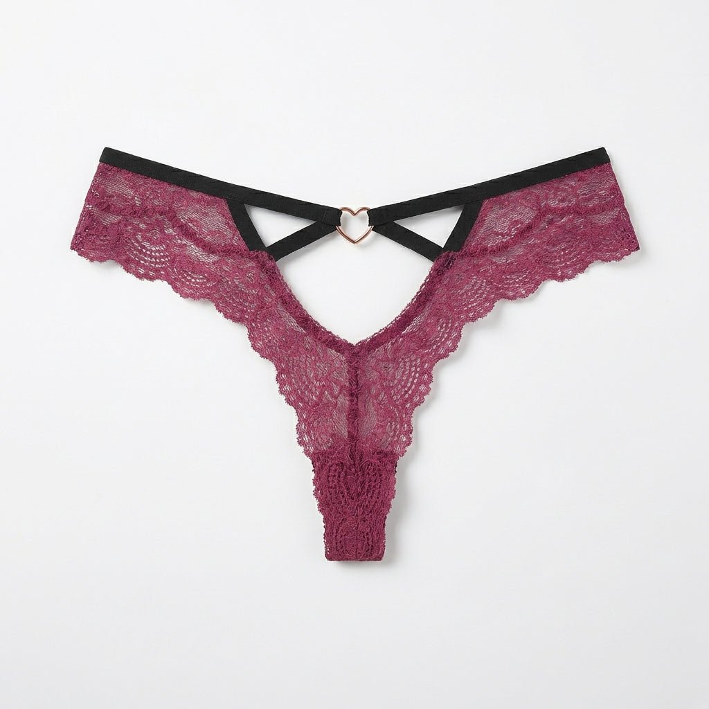 Lace Trim Brazilian Brief With Strappy Back