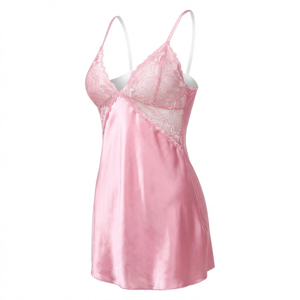 Lace Trim Chemise With Cross Back Straps