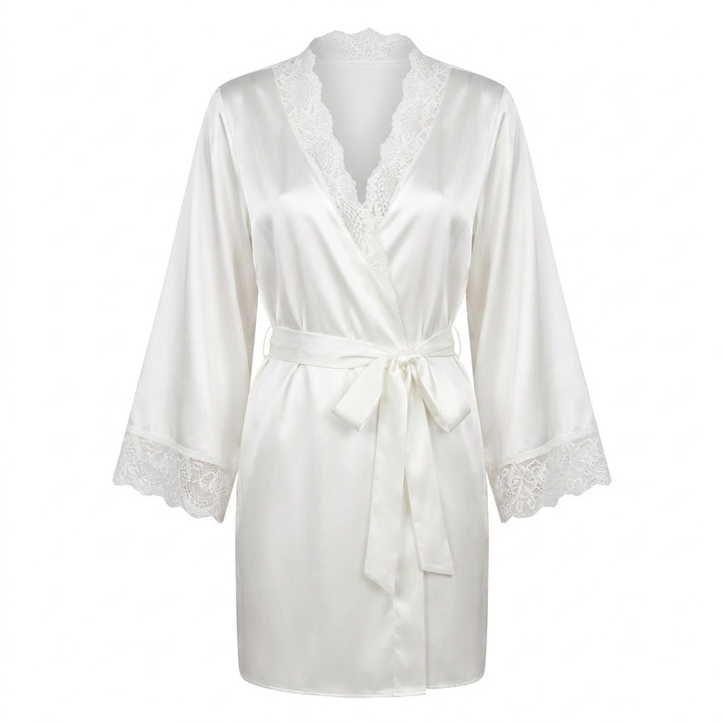 Lace Trim Satin Robe
