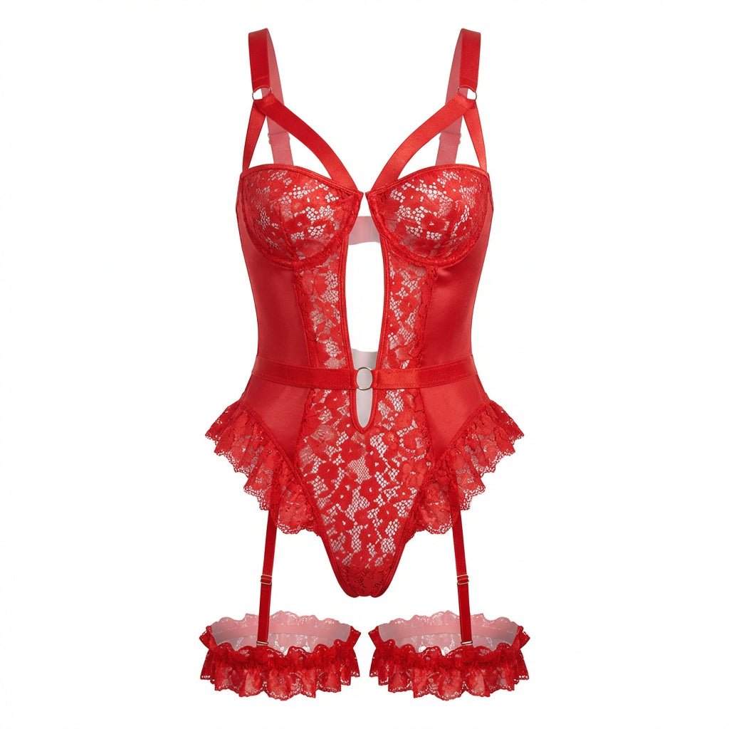 Lace Underwire Bodysuit With Garter Straps