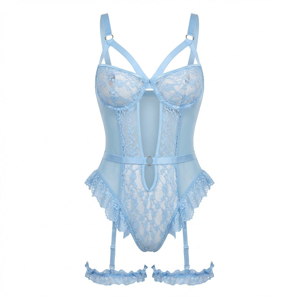 Lace Underwire Bodysuit With Garter Straps