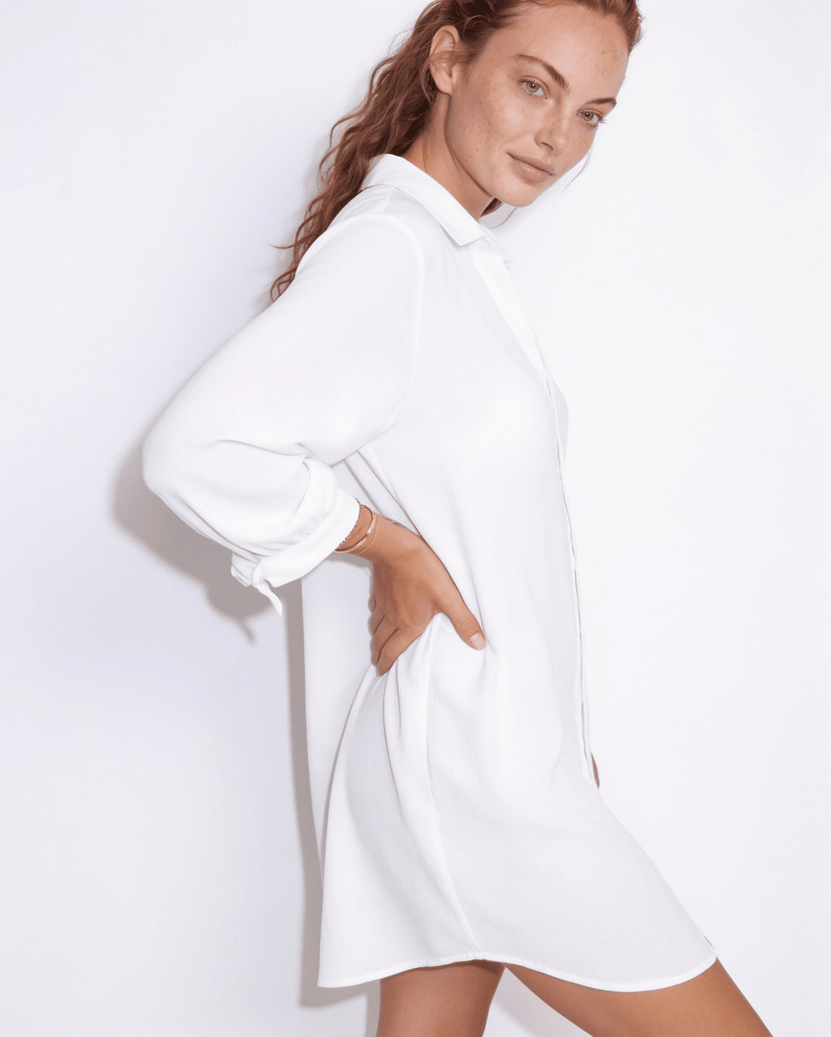 Oversized Longline Shirt Dress Cover-Up