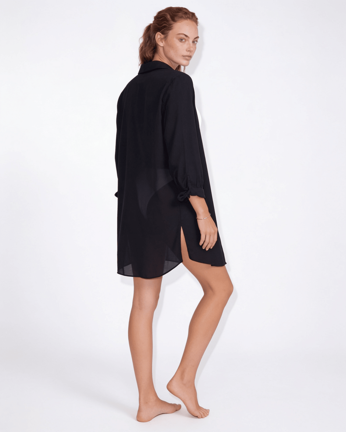Oversized Longline Shirt Dress Cover-Up