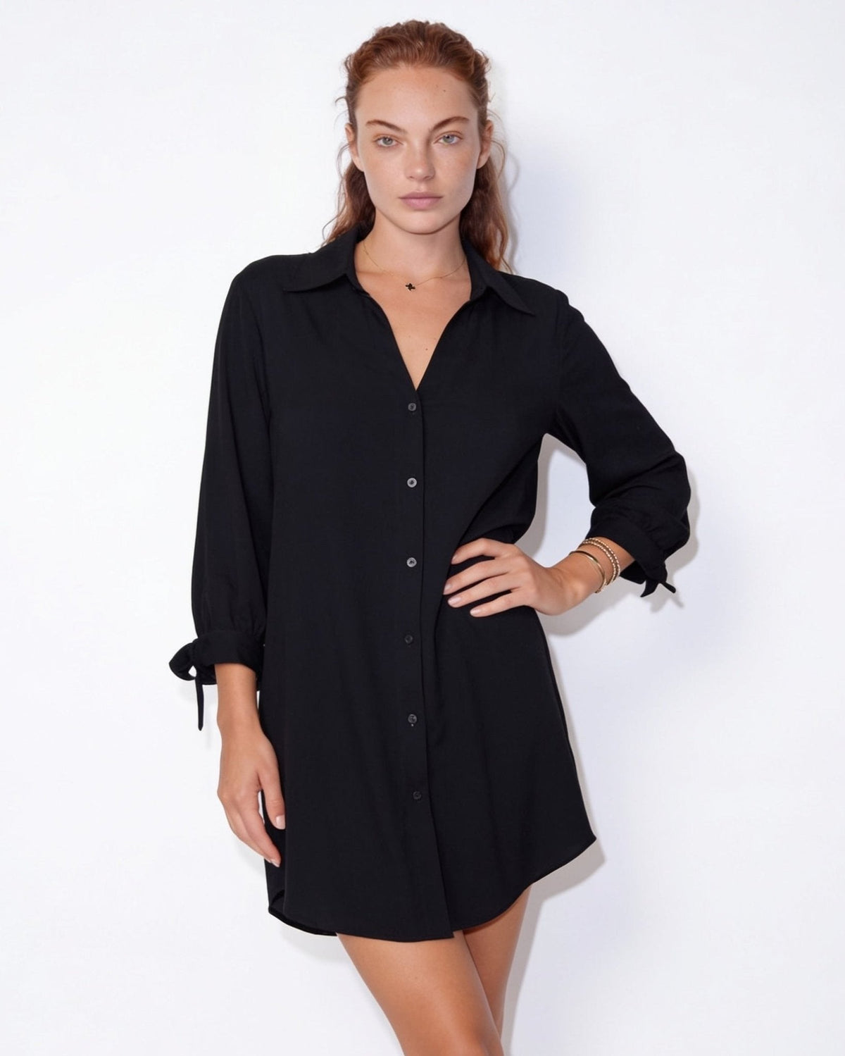 Oversized Longline Shirt Dress Cover-Up
