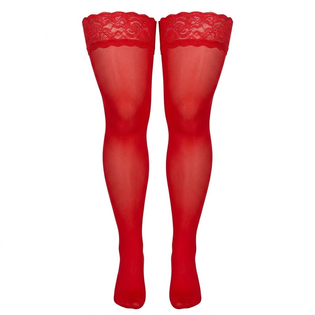 Plus Size Lace Top Hold-Up Stockings