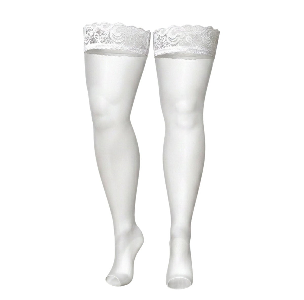 Plus Size Lace Top Hold-Up Stockings
