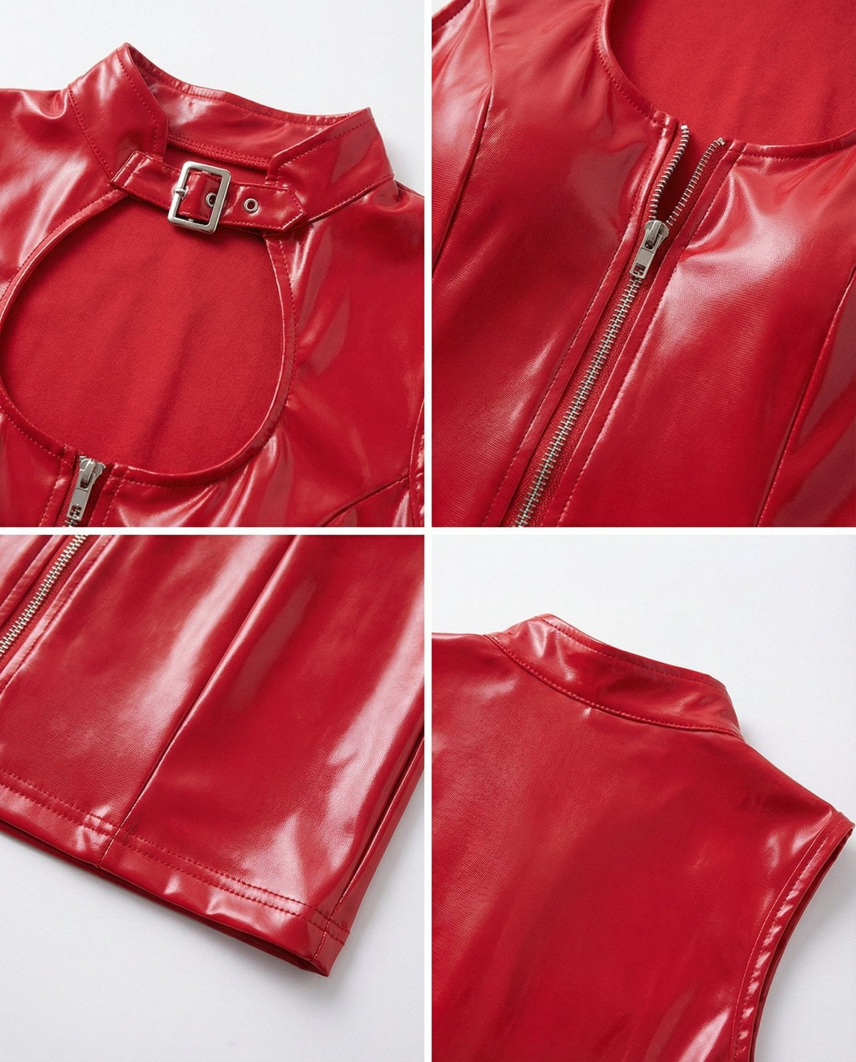 PVC High Neck Mini Dress With Front Zip