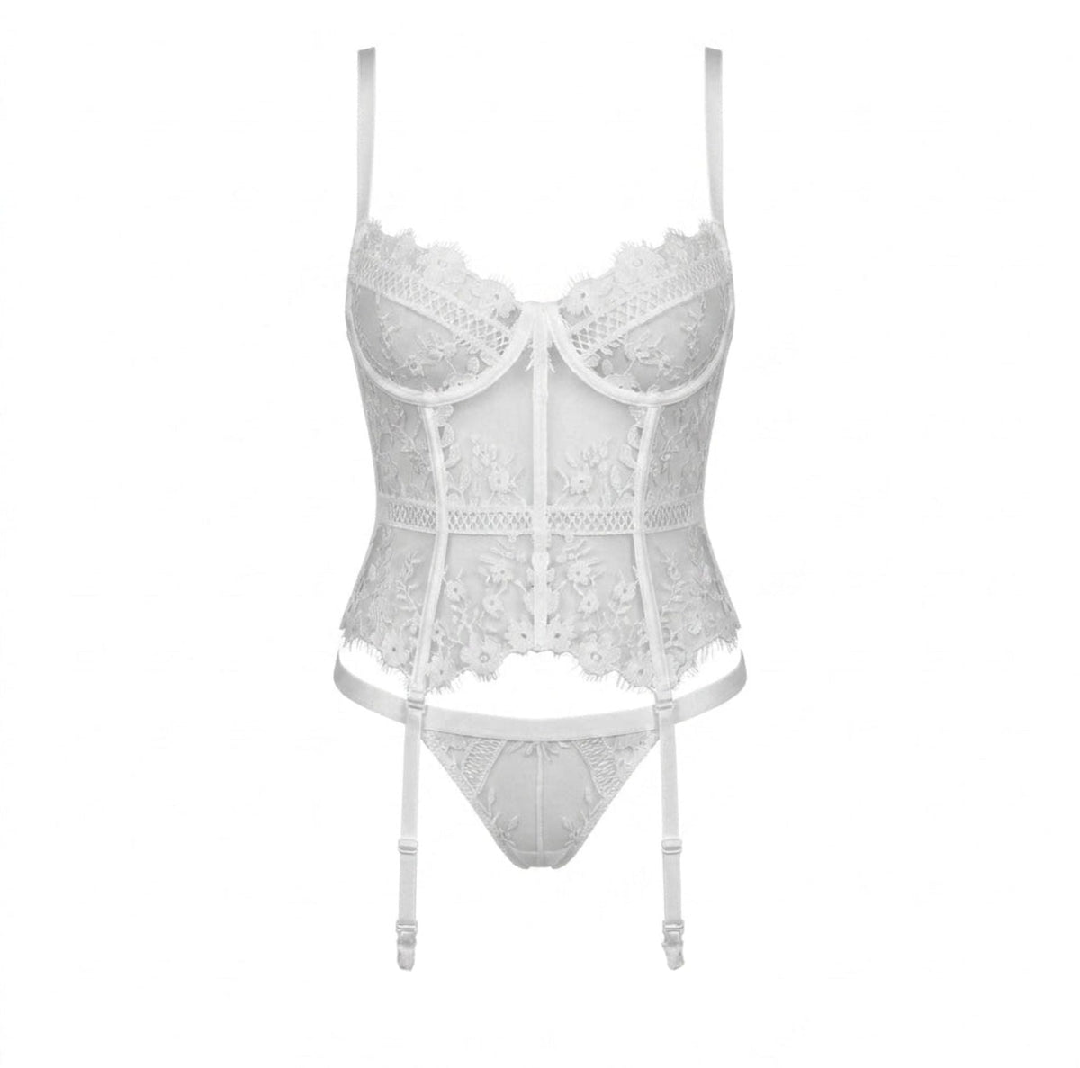 Rhinestone Lace Corset Bustier Lingerie Set
