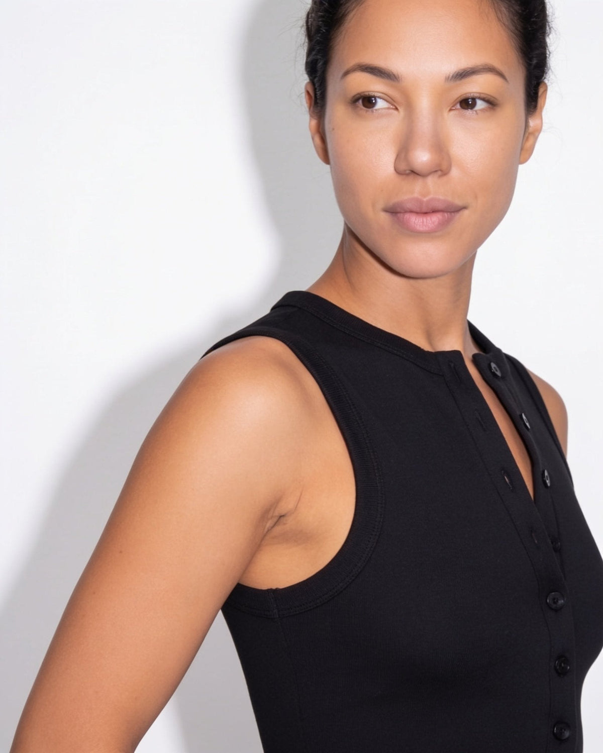 Ribbed Button-Front Tank