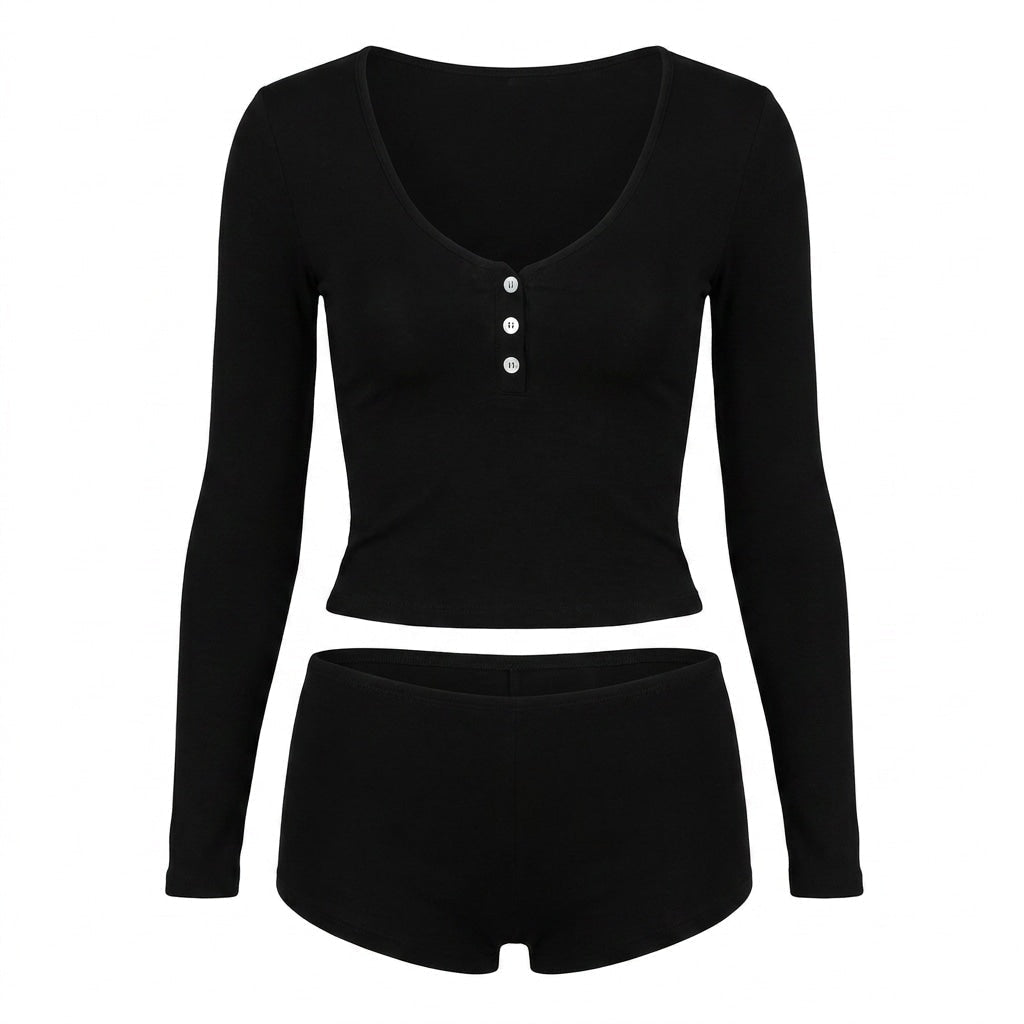 Ribbed Henley Pyjama Set
