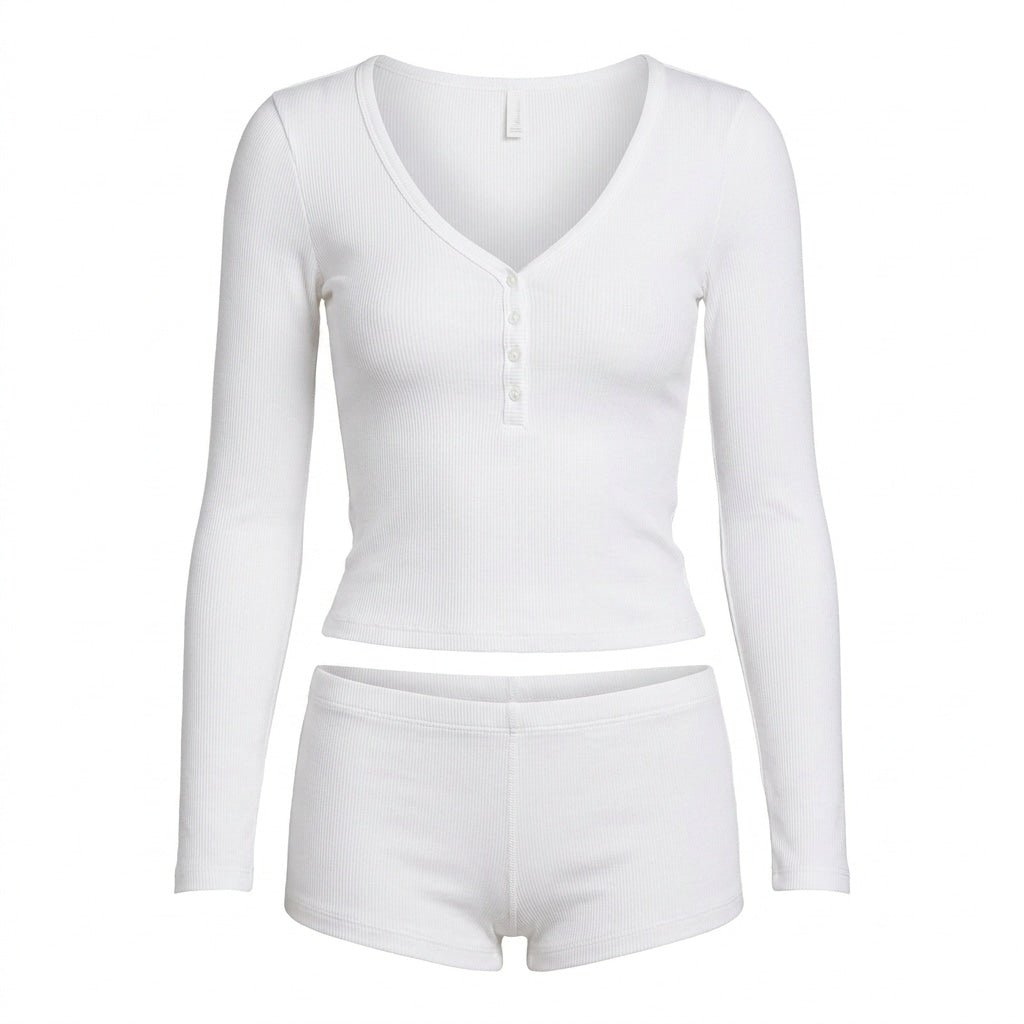 Ribbed Henley Pyjama Set
