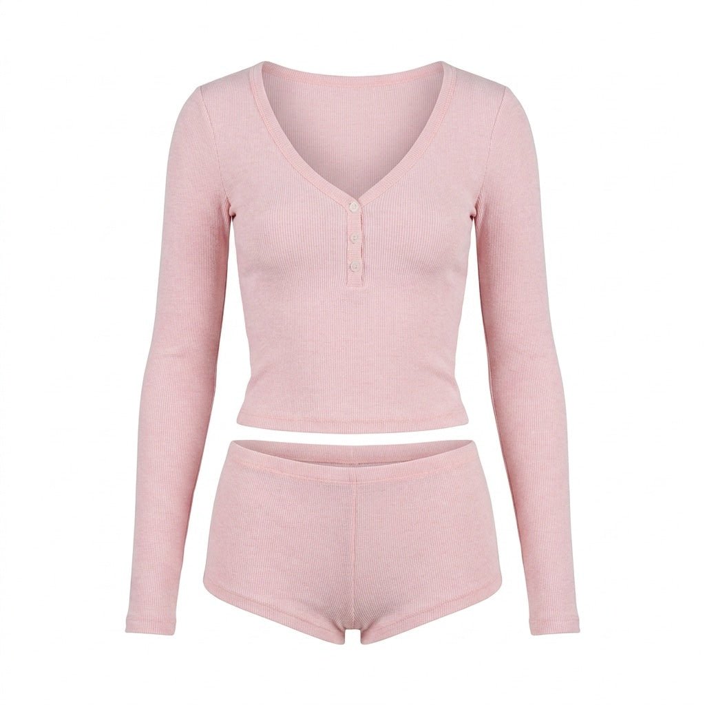 Ribbed Henley Pyjama Set