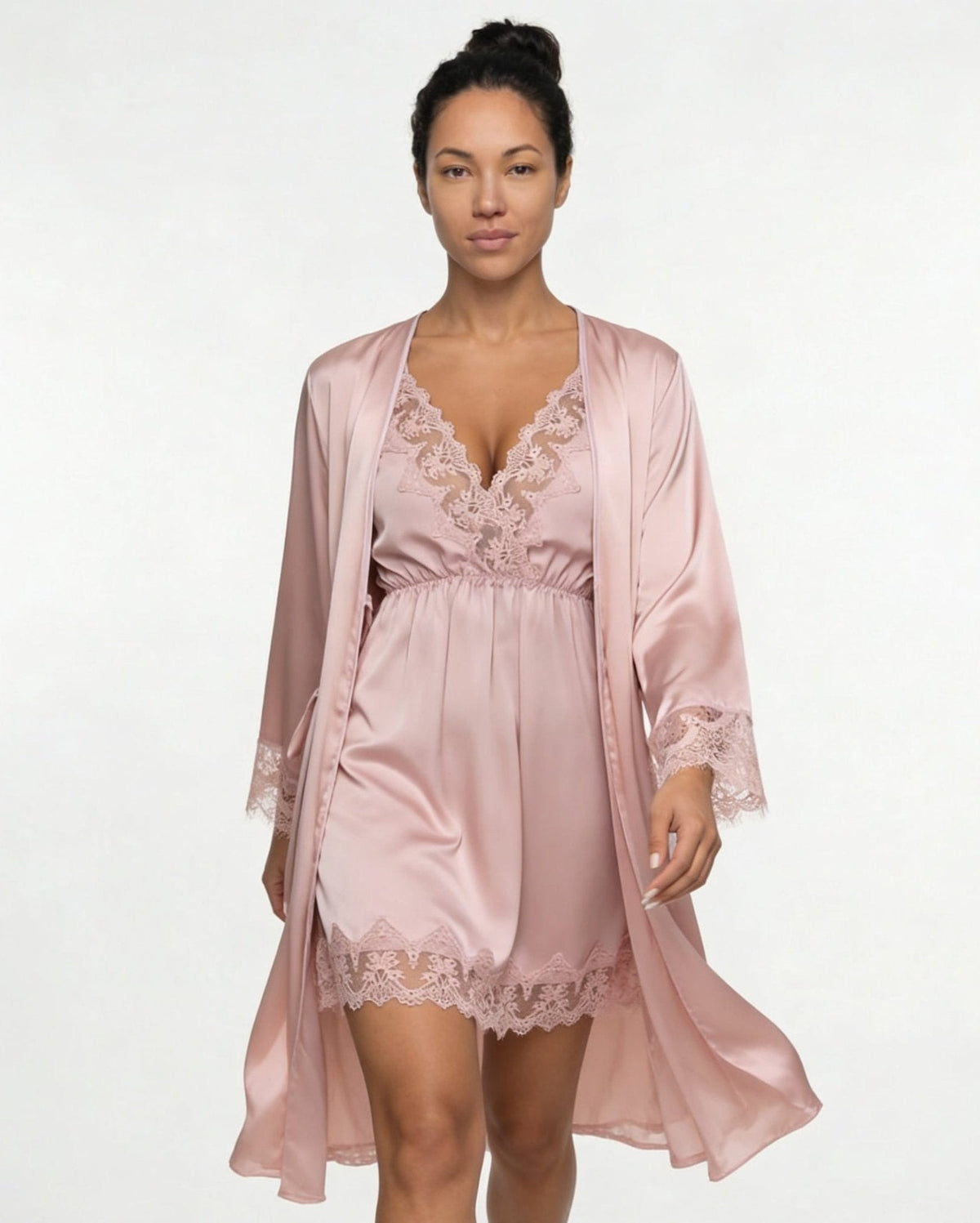 Satin Chemise Robe Set