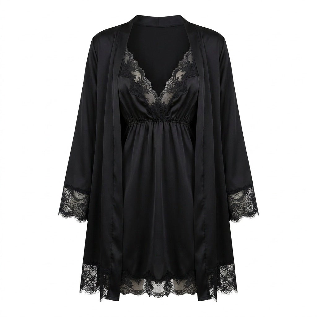 Satin Chemise Robe Set