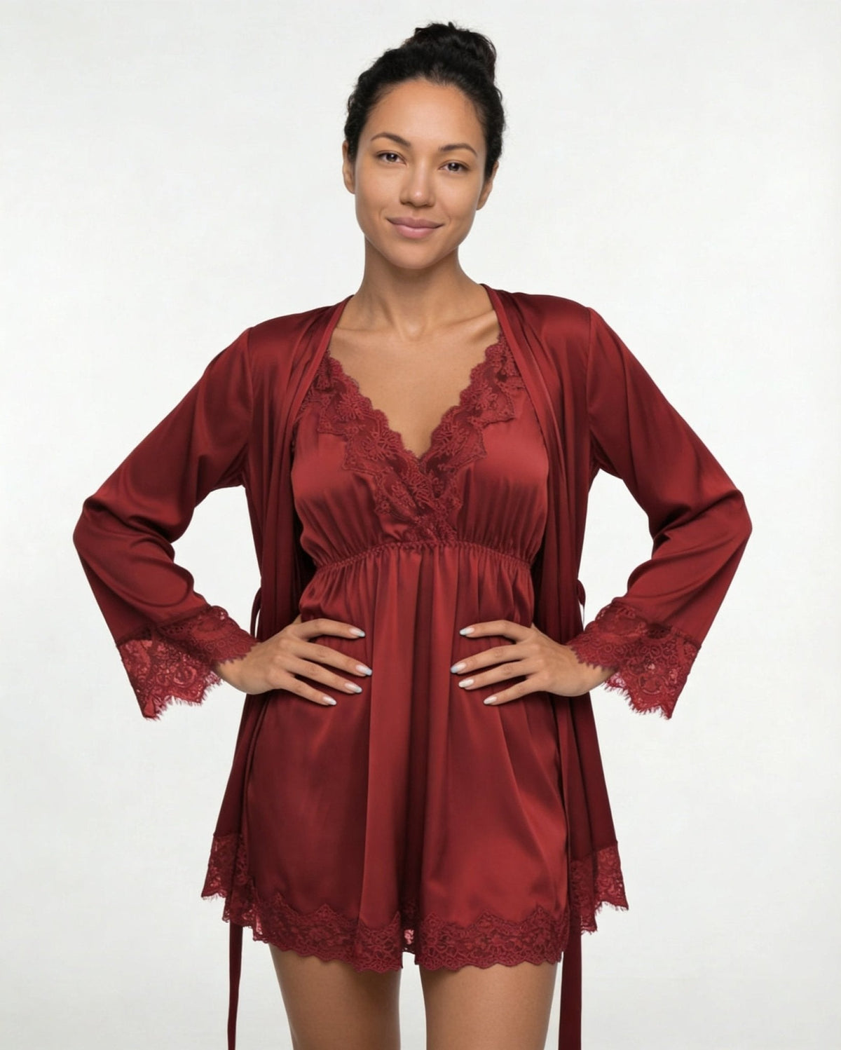 Satin Chemise Robe Set