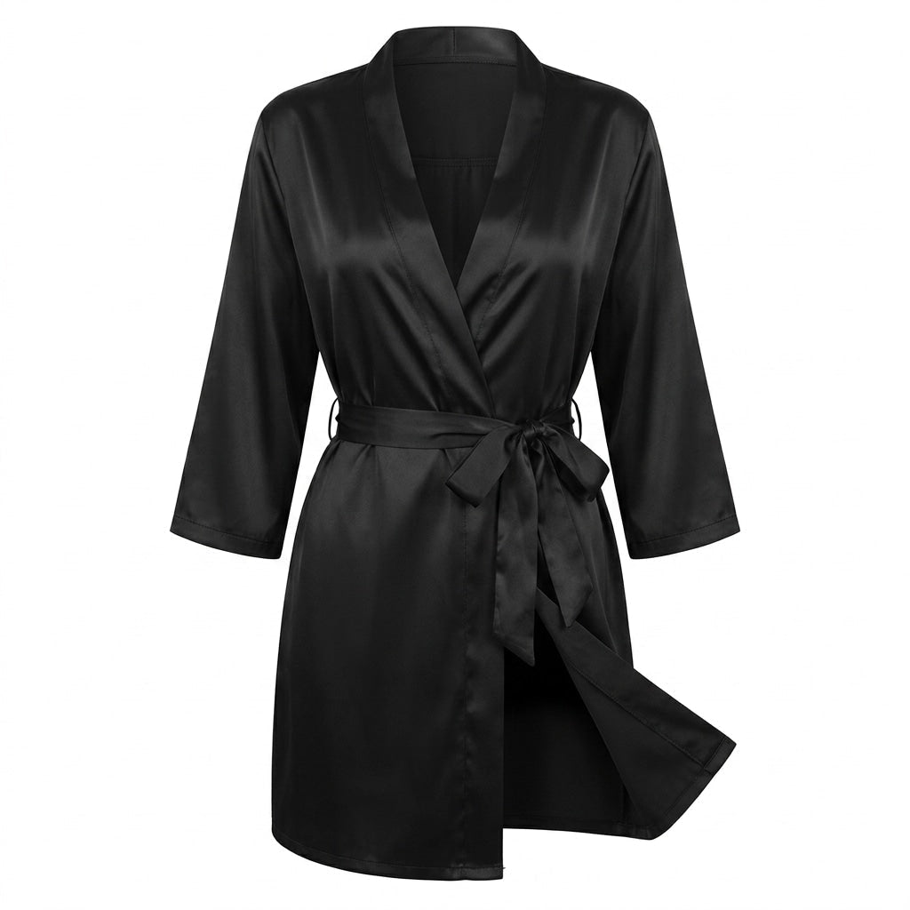 Satin Wrap Robe With Belt
