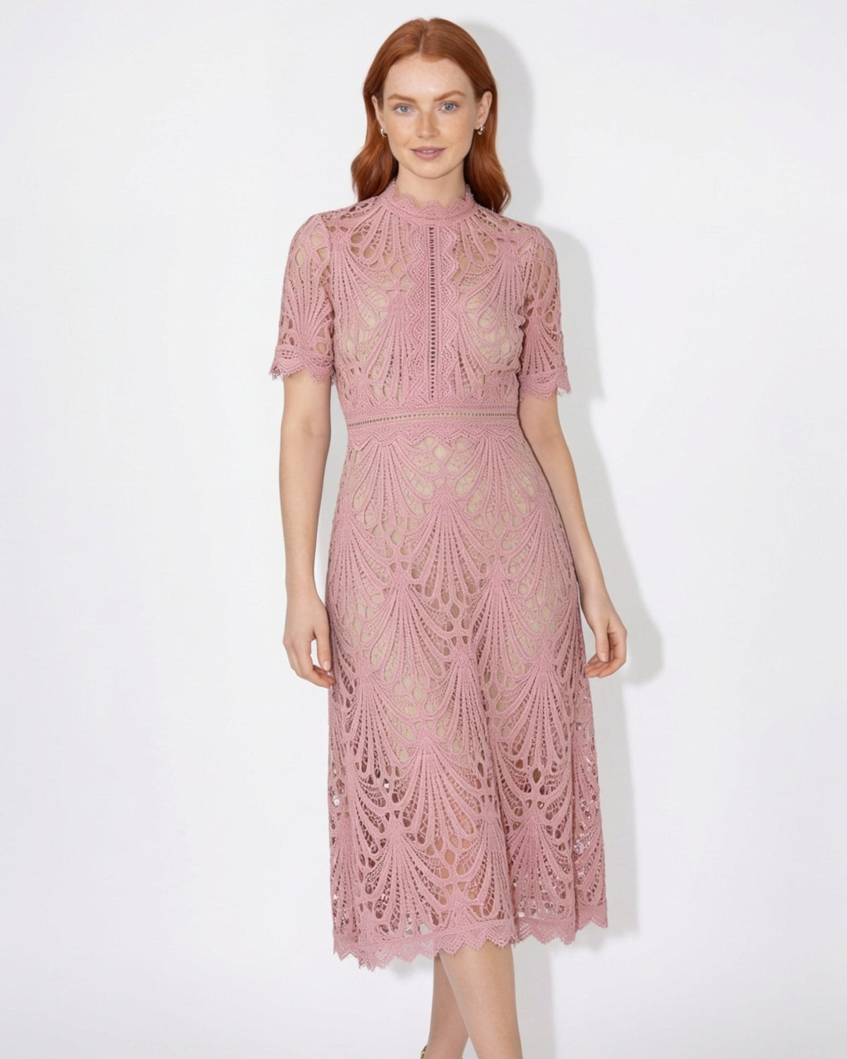 Scalloped Lace Midi Dress