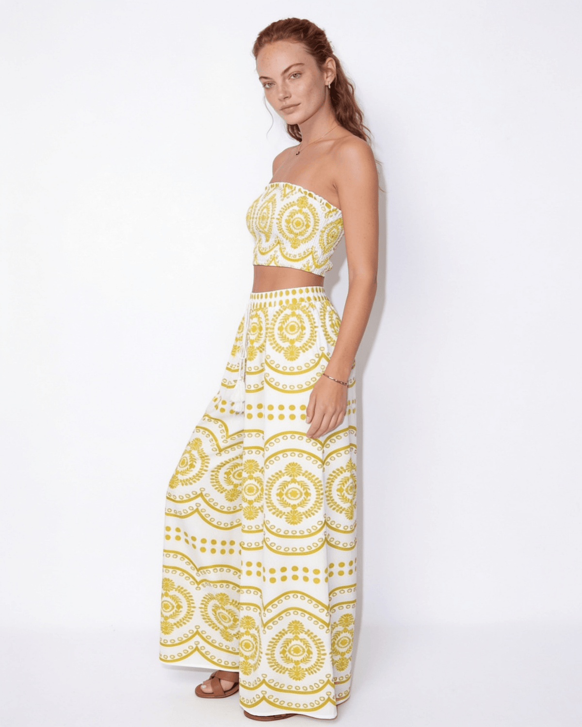 Scalloped Medallion Wide-Leg Co-ord