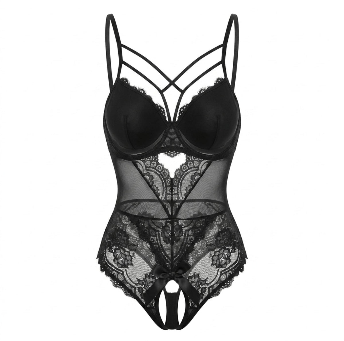 Strappy Lace Crotchless Bodysuit