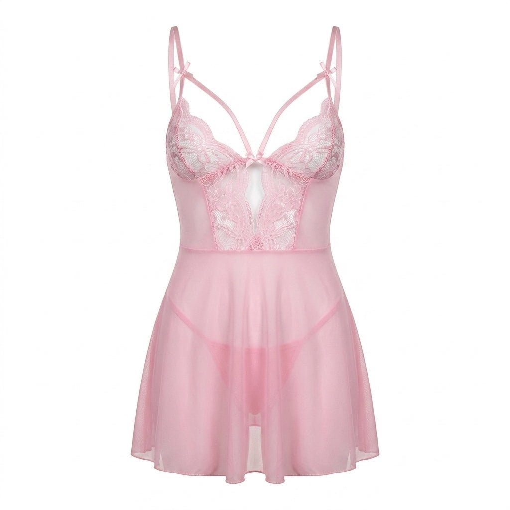 Strappy Lace Mesh Babydoll