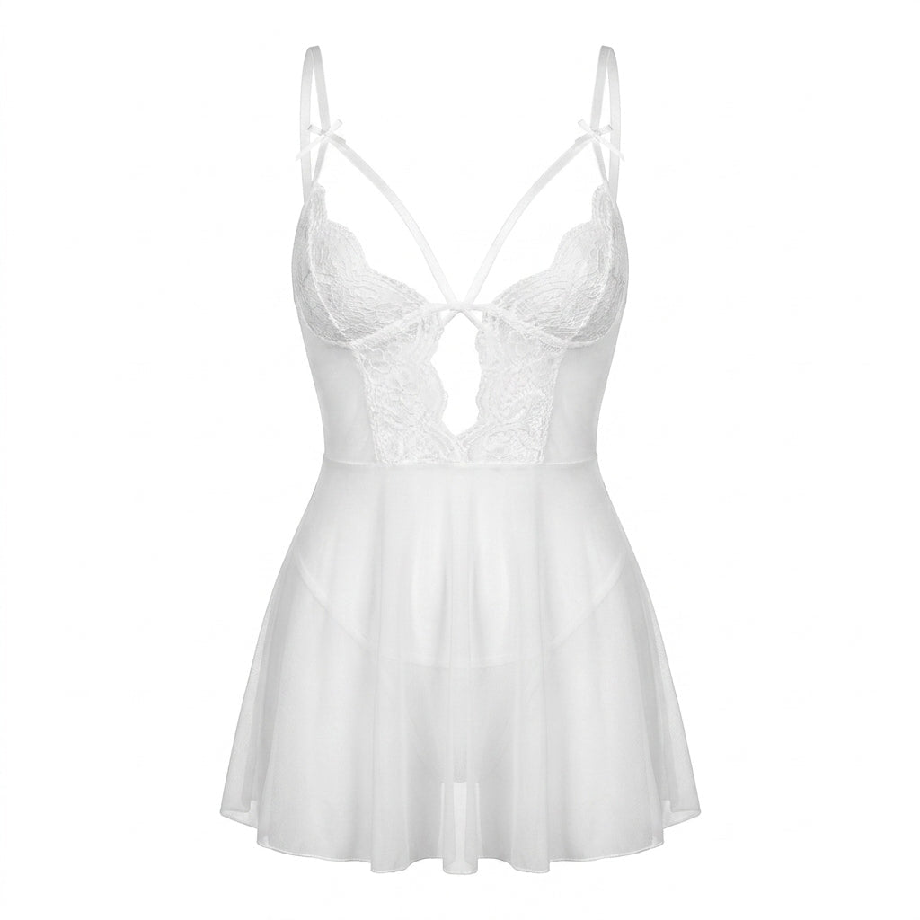 Strappy Lace Mesh Babydoll