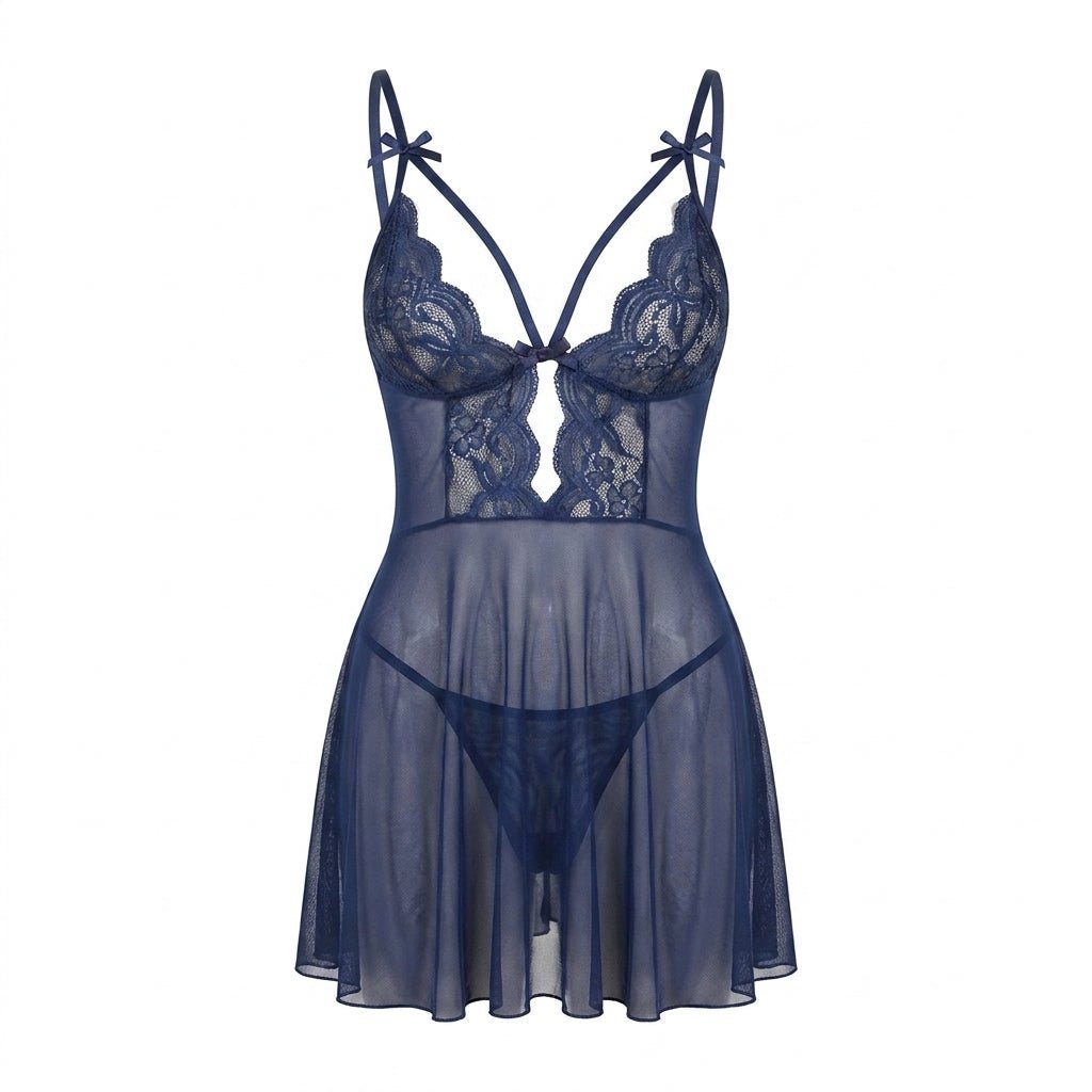 Strappy Lace Mesh Babydoll