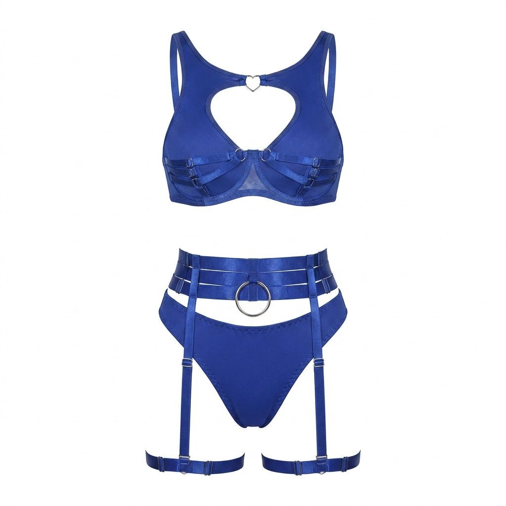 Strappy Mesh Crop Bra Lingerie Set