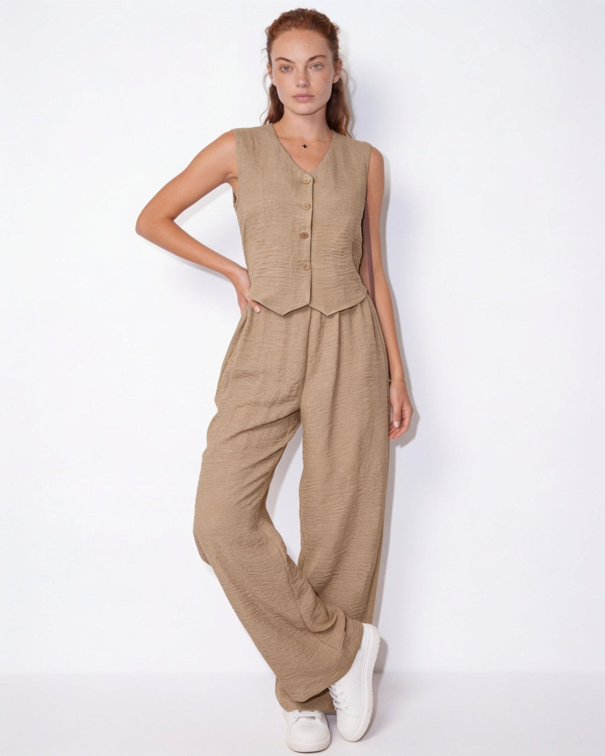 Textured Linen Waistcoat Co-ord