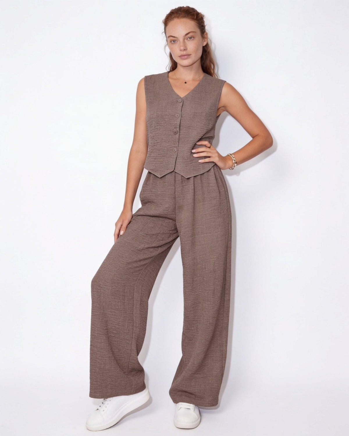 Textured Linen Waistcoat Co-ord