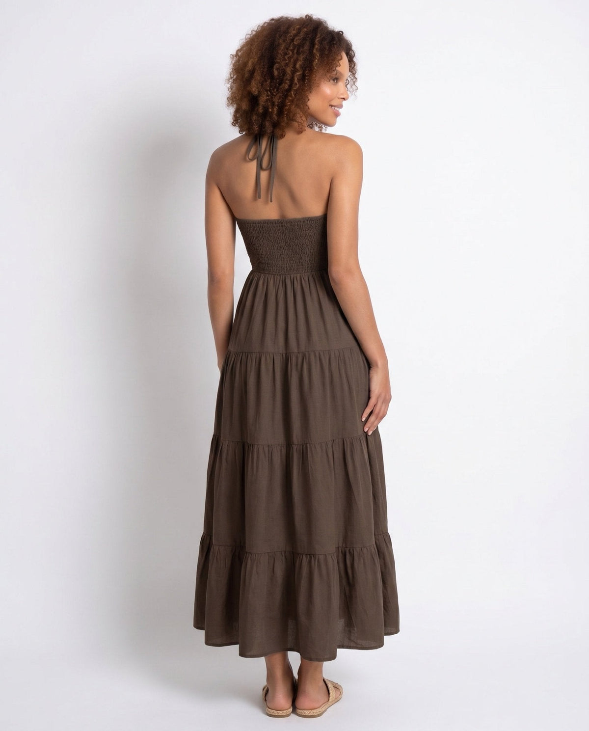Tiered Halterneck Maxi Dress