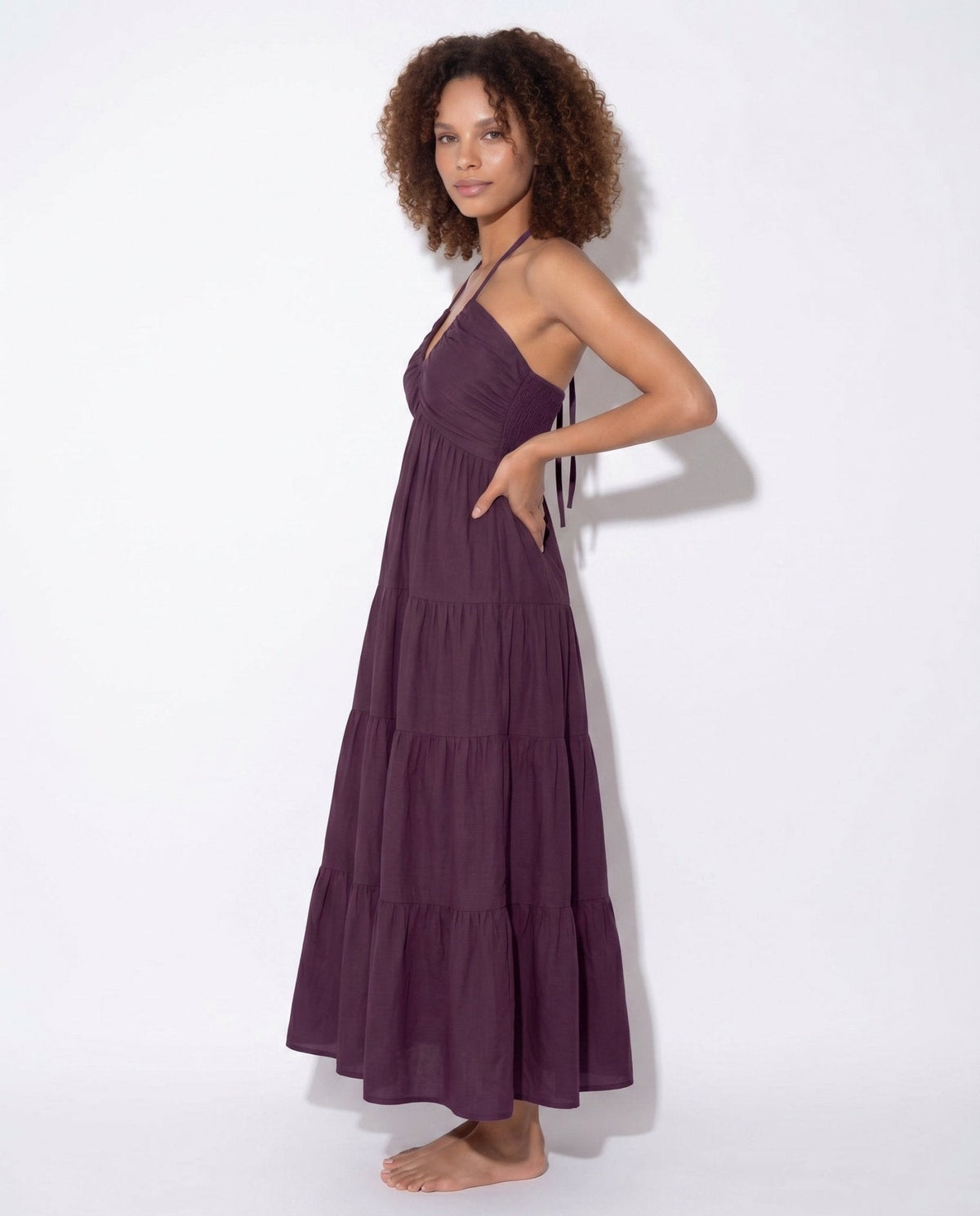 Tiered Halterneck Maxi Dress
