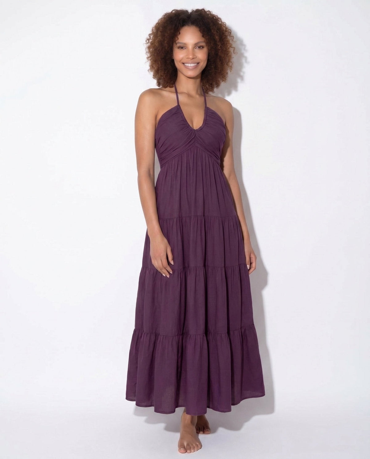 Tiered Halterneck Maxi Dress