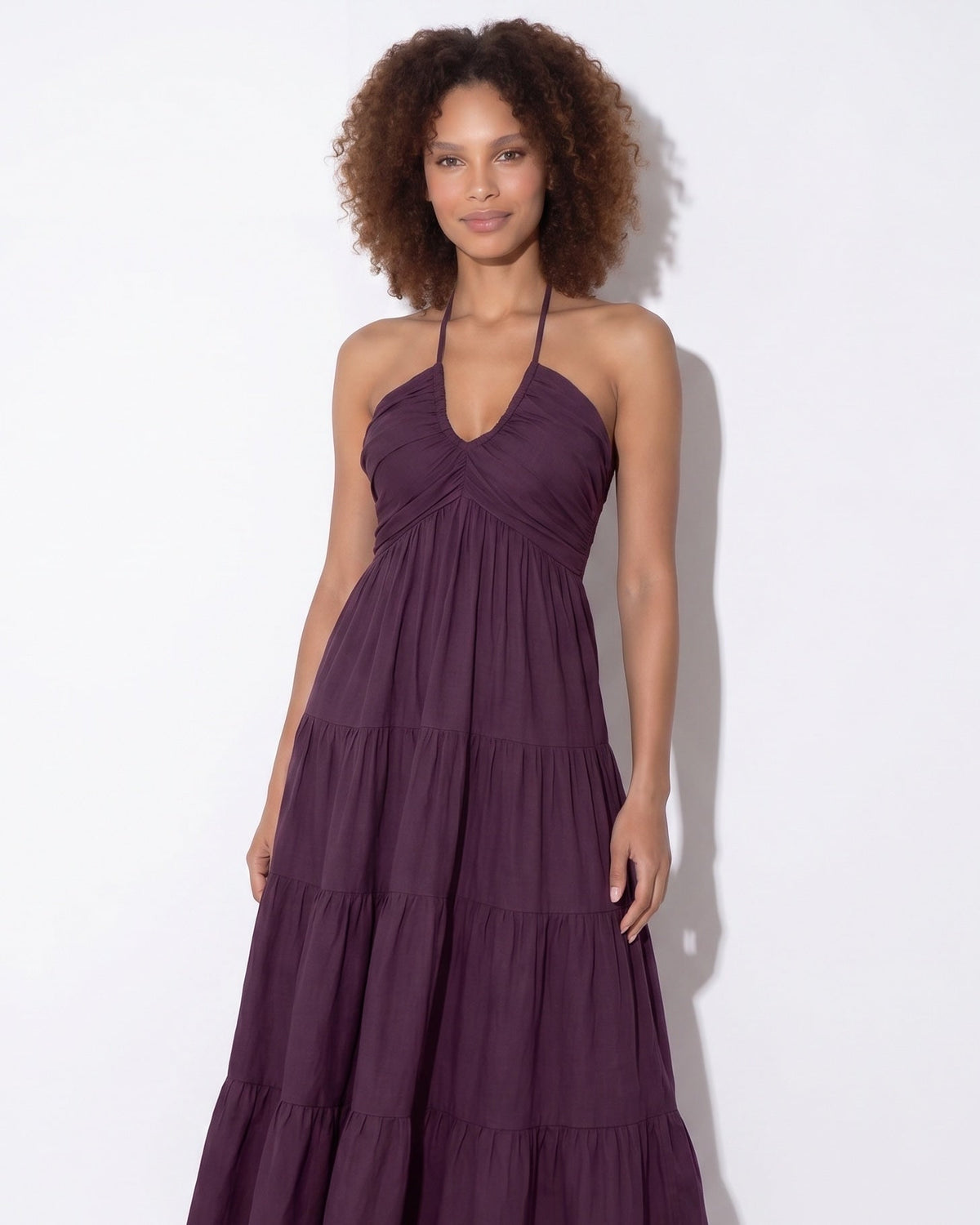 Tiered Halterneck Maxi Dress