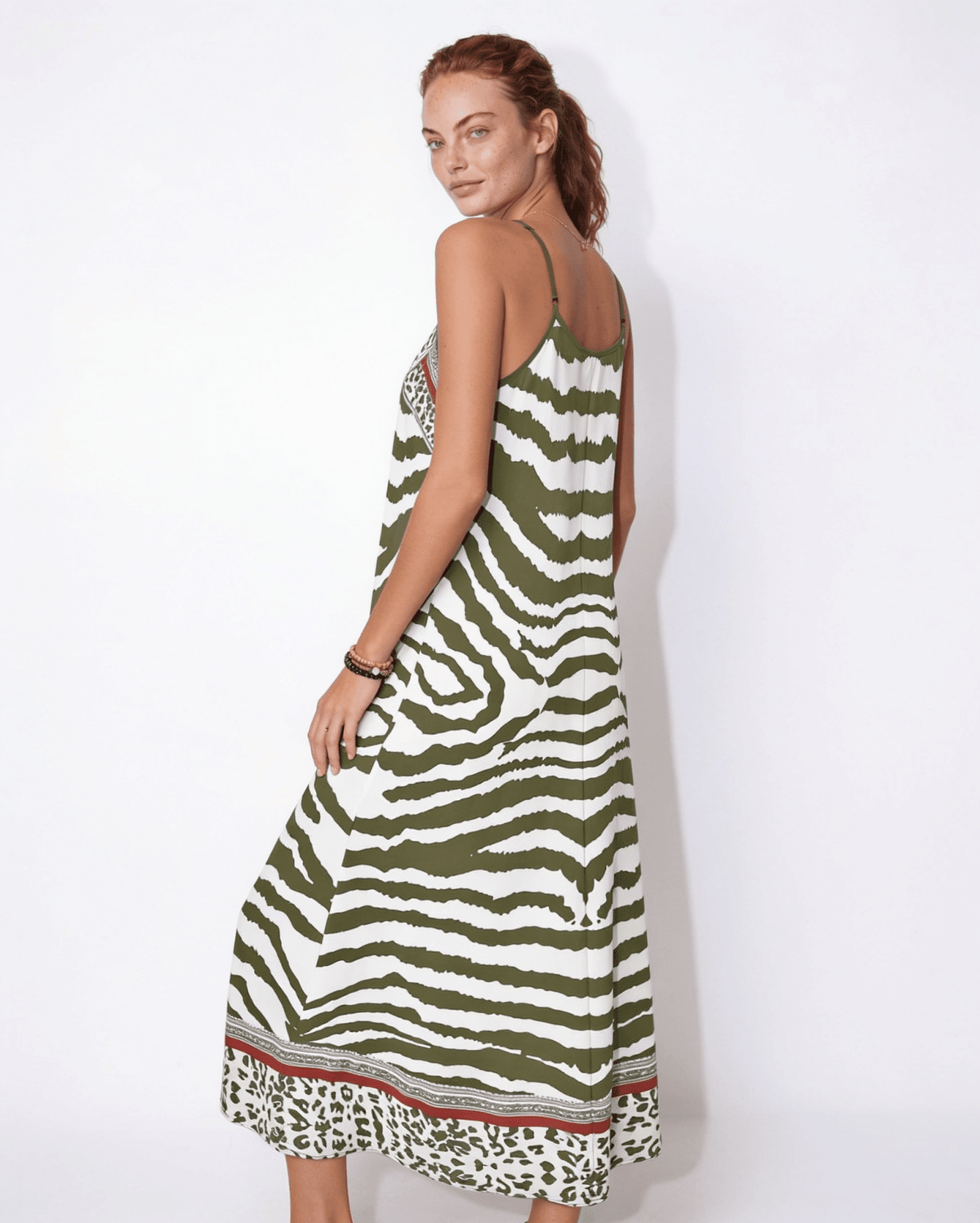 V-Neck Abstract Print Maxi Dress